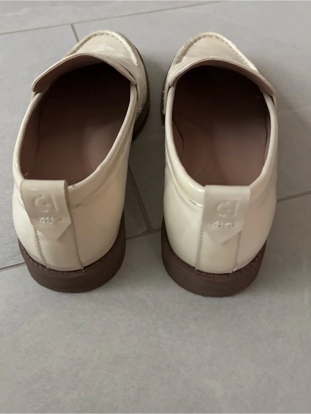 Cole Haan Stassi Penny Loafers in Cream Patent